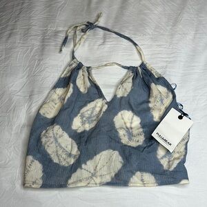 Pull&Bear Blue and White seashell Women's Top